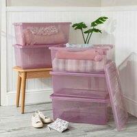 Wham Set 5 Crystal 45 Litre Box & Lid - Pink, Pink