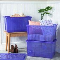 Wham Set 3 Crystal 60 Litre Box & Lid - Blue, Blue