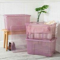 Wham Set 3 Crystal 60 Litre Box & Lid - Pink, Pink