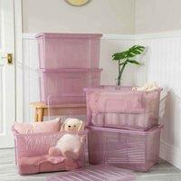 Wham Set 5 Crystal 60 Litre Box & Lid - Pink, Pink