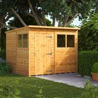 Power 8' x 8' Pent Garden Shed, Brown