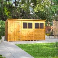 Power 12' x 8' Pent Garden Shed, Brown