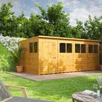 Power 16' x 8' Pent Garden Shed, Brown