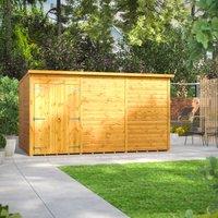 Power 12' x 8' Pent Windowless Double Door Garden Shed, Brown