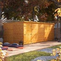 Power 20' x 8' Pent Windowless Double Door Garden Shed, Brown