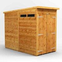 Power 4' x 8' Pent Double Door Security Shed, Brown
