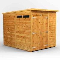 Power 6' x 8' Pent Double Door Security Shed, Brown