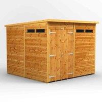 Power 8' x 8' Pent Double Door Security Shed, Brown
