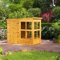 Power 4' x 8' Pent Double Door Potting Shed, Brown