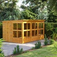 Power 12' x 8' Pent Double Door Potting Shed, Brown