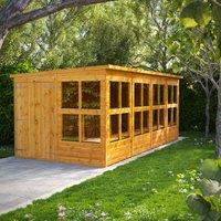 Power 16' x 8' Pent Double Door Potting Shed, Brown