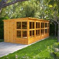 Power 18' x 8' Pent Double Door Potting Shed, Brown