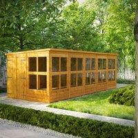 Power 20' x 8' Pent Double Door Potting Shed, Brown