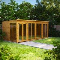 Power 16' x 8' Pent Summerhouse, Brown