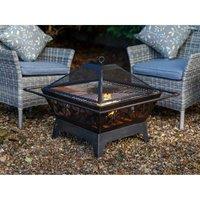 Glendale 24" Black & Chrome Fire pit BBQ - Black