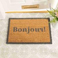Artsy Doormats Bonjour Grey Doormat, Brown