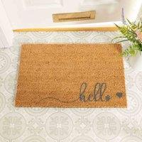 Artsy Doormats Hello Scribble Heart Grey Doormat, Brown