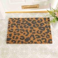 Artsy Doormats Leopard Print Grey Doormat, Brown