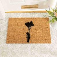 Artsy Doormats Flying Balloon Girl Doormat, Brown
