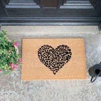 Artsy Doormats Leopard Pint Heart Doormat, Brown