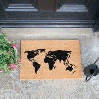 Artsy Doormats World Map Doormat, Brown