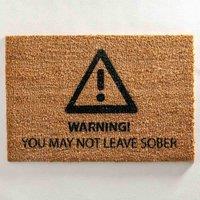 Artsy Doormats Sober Warning Doormat, Brown