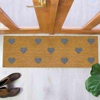 Artsy Doormats Grey Hearts Patio Doormat, Brown