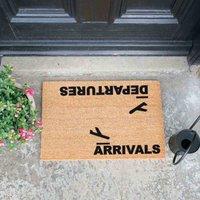 Artsy Doormats Arrivals And Departures Doormat, Brown