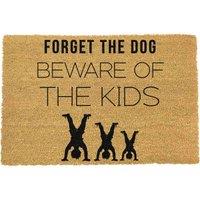 Artsy Doormats Forget The Dog Beware Of The Kids Doormat, Brown
