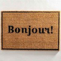 Artsy Doormats Bonjour Doormat With Border, Brown