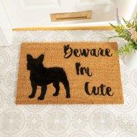 Artsy Doormats Beware I'm Cute French Bulldog Doormat, Brown
