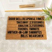 Artsy Doormats Door Bell Response Times Doormat, Brown