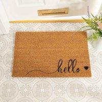 Artsy Doormats Hello Scribble Heart Doormat, Brown
