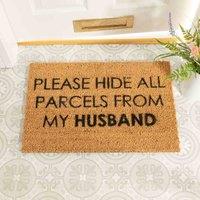 Artsy Doormats Please Hide All Parcels From My Husband Doormat, Brown