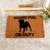 Artsy Doormats Guard Pug Doormat, Brown