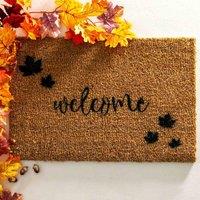 Artsy Doormats Welcome Autumn Leaf Doormat, Brown