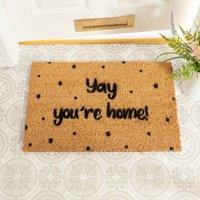 Artsy Doormats Yay You're Home Spotty Doormat, Brown