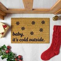 Artsy Doormats Baby It's Cold Outside Snowflakes Doormat, Brown