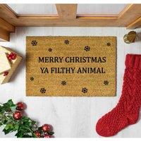 Artsy Doormats Merry Christmas Ya Filthy Animal Doormat, Brown
