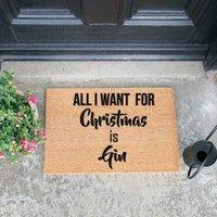 Artsy Doormats All I Want For Christmas Is Gin, Brown