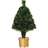 Bon Noel 2Ft Prelit Artificial Christmas Tree Fiber Optic Led Light Decoration, Green