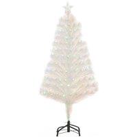Bon Noel 4Ft Prelit Artificial Christmas Tree Fiber Optic Xmas Decoration White, White
