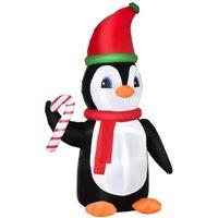 Bon Noel 2.5M Lighted Inflatable Christmas Penguin with Candy Cane For Garden, Multi