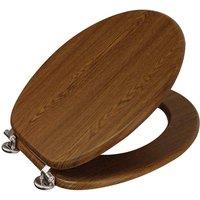 Showerdrape Oxford Toilet Seat - Walnut & Chrome