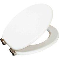 Showerdrape Norfolk Soft Close Toilet Seat - White & Chrome, White