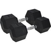 UFE Urban Fitness Pro Hex Dumbbell - Rubber Coated (pair) (2 X 15Kg, Black)