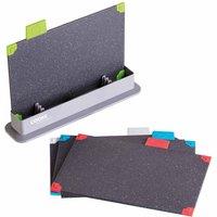 Cooks Professional 4 Non Slip Chopping Boards w/ Stand Grey, Grey