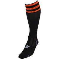 Precision 3 Stripe Pro Football Socks Junior (3-6, Black/Tangerine)