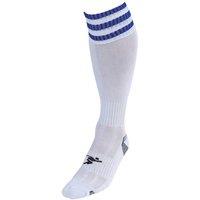 Precision 3 Stripe Pro Football Socks Junior (3-6, White/Royal)