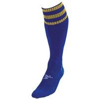 Precision 3 Stripe Pro Football Socks Junior (3-6, Royal/Gold)